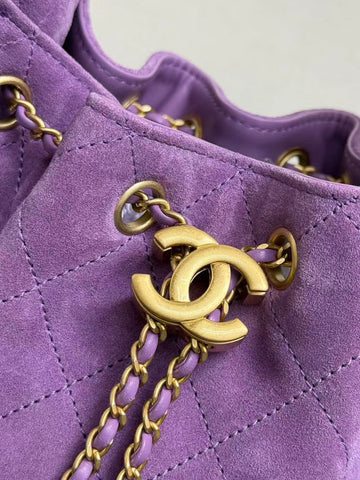 CHANEL 26S HOBO BAG 22 IN PURPLE CALFSKIN