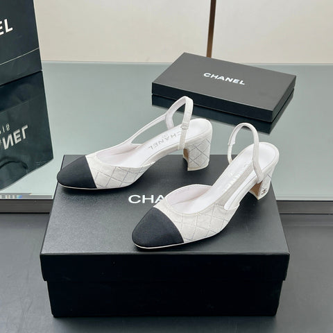CC SLINGBACK 25S 65 MM IN WHITE SUEDE AND CRYSTALS