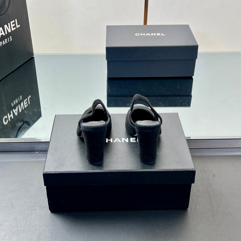 CC SLINGBACK 25S 95 MM IN BLACK SUEDE