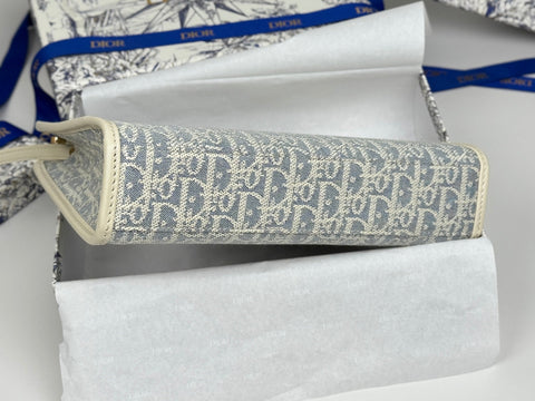 DIOR 25S 30 MONTAIGNE DEA POUCH LIGHT BLUE OBLIQUE JACQUARD 26 IN CANVAS