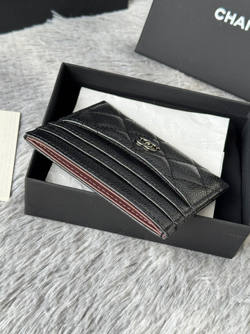 CHANEL 25S CARD HOLDER 11 IN BLACK CAVIAR SILVER HARDWARE