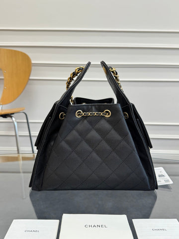 CHANEL 25S HOBO BAG 30 IN BLACK CAVIAR