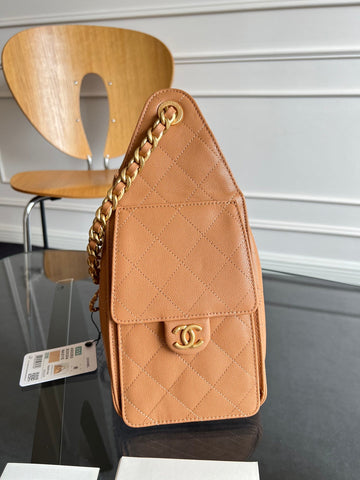 CHANEL 25S HOBO BAG 40 IN CARAMEL BROWN CAVIAR WITH GOLD HARDWARE