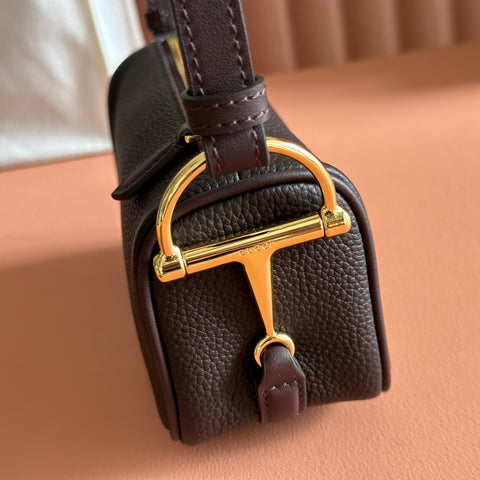 GUCCI 26S SHOULDER BAG 19 IN BLACK BROWN CALFSKIN