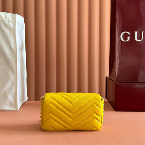 GUCCI 26S GG MARMONT BAG 16 IN YELLOW LAMBSKIN
