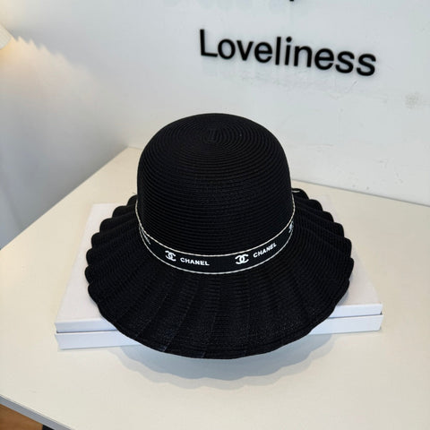 CHANEL 26S WIDE-BRIM HAT WITH LOGO BAND 337954