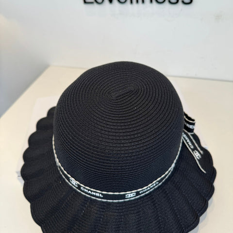 CHANEL 26S WIDE-BRIM HAT WITH LOGO BAND 337954