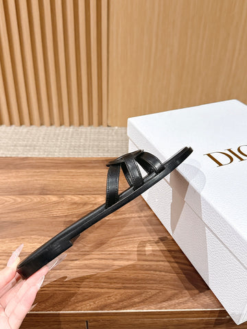 DIOR 26S SLIDE SANDALS IN BLACK CLUB WOVEN CALFSKIN