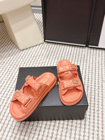 CHANEL 26S SANDALS IN ORANGE CALFSKIN