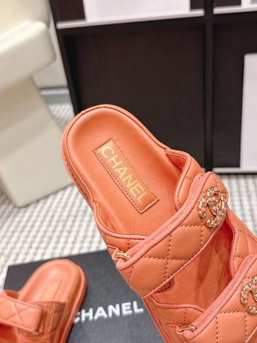 CHANEL 26S SANDALS IN ORANGE CALFSKIN