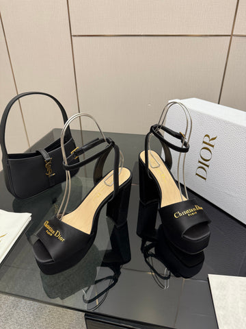DIOR 26S HIGH HEEL SANDALS 120 MM IN BLACK SATIN