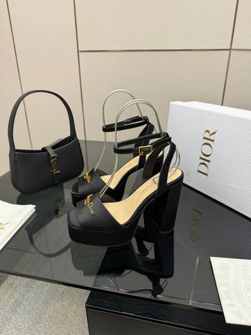 DIOR 26S HIGH HEEL SANDALS 120 MM IN BLACK SATIN