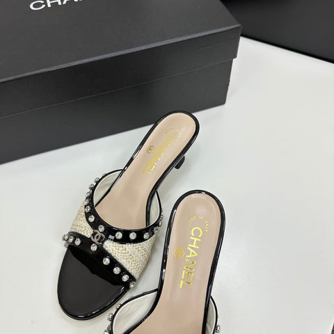 CC HIGH HEEL 25S 50 MM IN WHITE AND LIGHT BEIGE RAFFIA WITH CRYSTALS