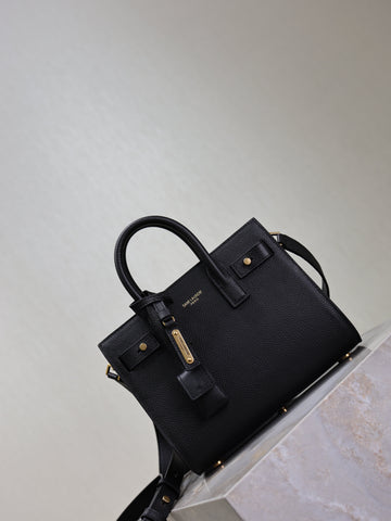 YSL 25S SAC DE JOUR 22 IN BLACK SUPPLE GRAINED CALFSKIN GOLD HARDWRE