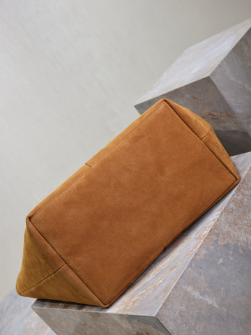 YSL 25S Y MAXI TOTE 50 IN CARAMEL SUEDE GOLD HARDWARE