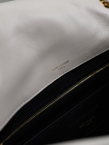 YSL 25S JAMIE 4.3 29 IN BLANC VINTAGE LAMBSKIN GOLD HARDWARE