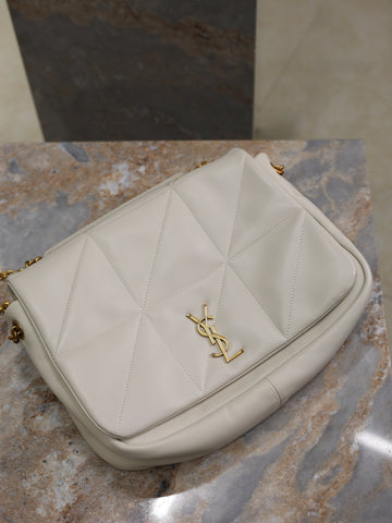 YSL 25S JAMIE 4.3 29 IN BLANC VINTAGE LAMBSKIN GOLD HARDWRE