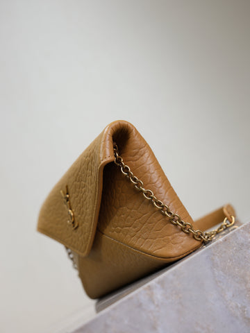 YSL 25S CALYPSO MINI 19 IN CARAMEL LAMBSKIN GOLD HARDWARE