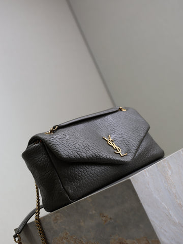 YSL 25S CALYPSO 30 IN DARK OLIVE GRAINED CALFSKIN GOLD HARDWARE