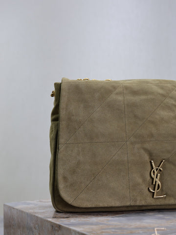 YSL 25S LARGE JAMIE 43 IN MUTED KHAKI SUEDE GOLD HARDWRE