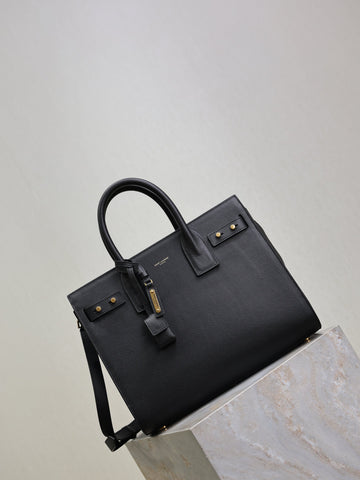 YSL 25S SAC DE JOUR GM 32 IN BLACK SUPPLE GRAINED CALFSKIN GOLD HARDWRE