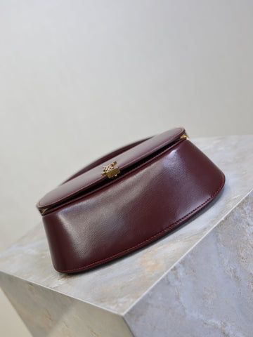 YSL 25S MINI VOLTAIRE 21 IN ROUGE CABERNET CALFSKIN SAINT LAURENT GOLD HARDWARE