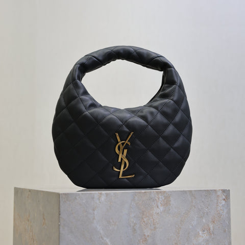 YSL 25S ICARINO 17 IN BLACK QUILTED CALFSKIN GOLD HARDWARE