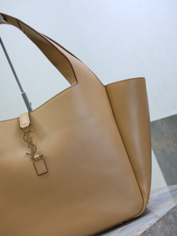 YSL 25S LE 5 À 7 BEA 50 IN DARK CARAMEL CALFSKIN GOLD HARDWARE