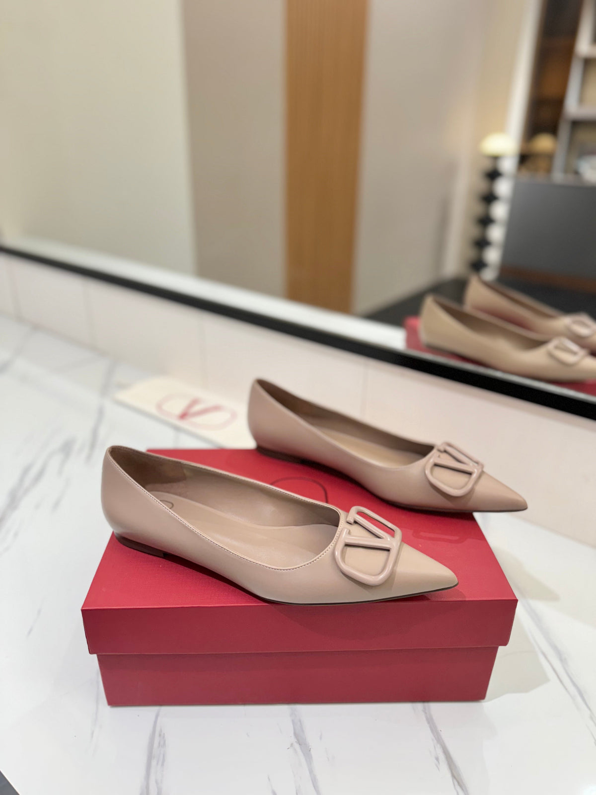 VALENTINO 26S BALLET FLATS IN NUDE SMOOTH CALFSKIN