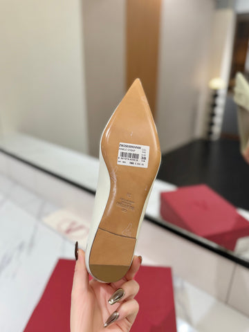 VALENTINO 26S BALLET FLATS IN WHITE PATENT CALFSKIN