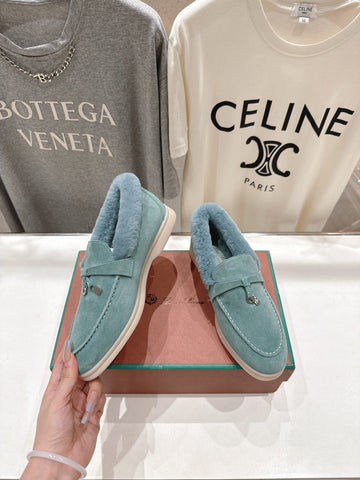LP 25S SUMMER CHARMS WALK LOAFERS IN DUSTY TEAL SUEDE AND FLEECE