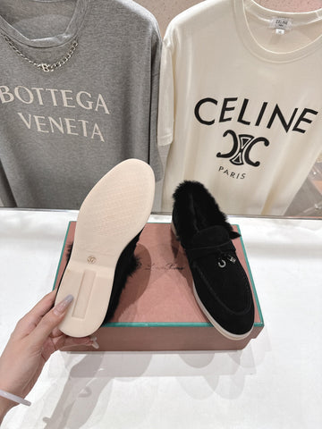 LP 25S SUMMER CHARMS WALK LOAFERS IN BLACK SUEDE AND FLEECE