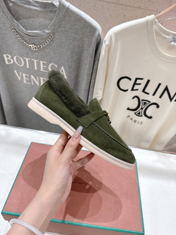 LP 25S SUMMER CHARMS WALK LOAFERS IN DARK OLIVE SUEDE AND FLEECE