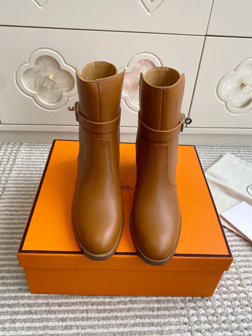 HM 25S FRENCHIE 50 ANKLE BOOT 50 MM IN BROWN LAMBSKIN WITH SILVER HARDWARE