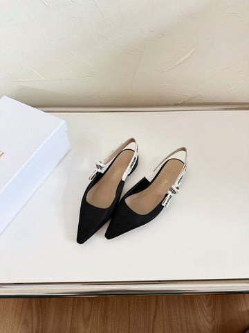 J'ADIOR SLINGBACK FLAT BLACK TECHNICAL FABRIC