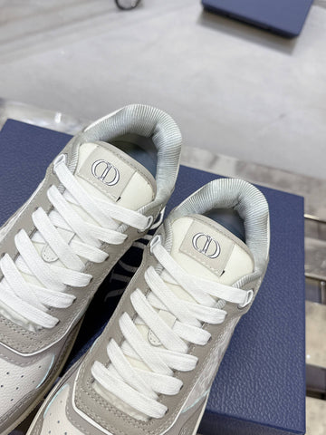 DIOR 25S B27 UPTOWN LOW-TOP SNEAKERS IN GREY MIX CREAM WHITE CALFSKIN STYLE 4