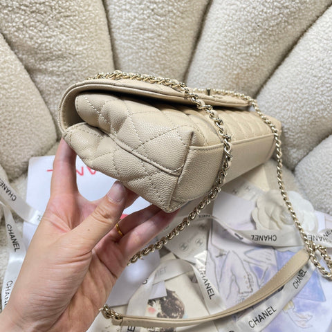 CHANEL 26S COCO HANDLE BAG 32 IN BEIGE CAVIAR CALFSKIN