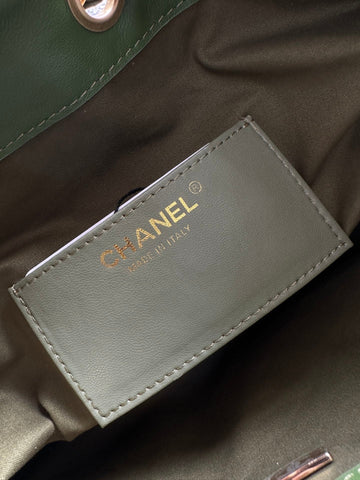 CHANEL 25S HOBO BAG 30 IN MOSS GREEN SUEDE WITH GOLD HARDWARE