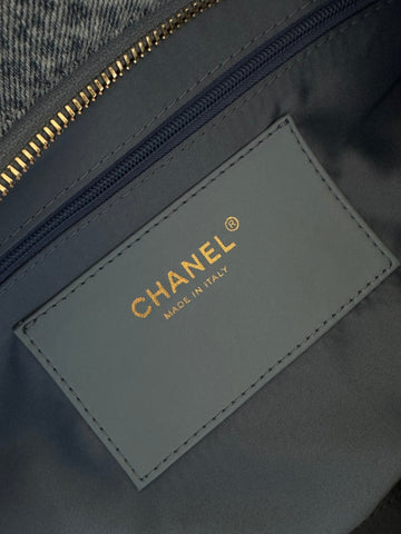 CHANEL 25S HOBO BAG 38 IN BLUE DENIM WITH GOLD HARDWARE