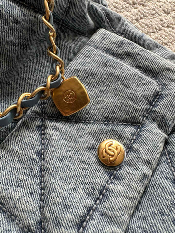 CHANEL 25S HOBO BAG 38 IN BLUE DENIM WITH GOLD HARDWARE