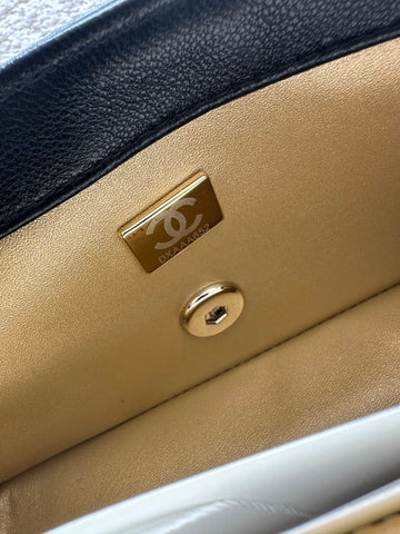CHANEL 25S CLASSIC FLAP BAG MINI 20 IN BLACK LAMBSKIN WITH GOLD HARDWARE