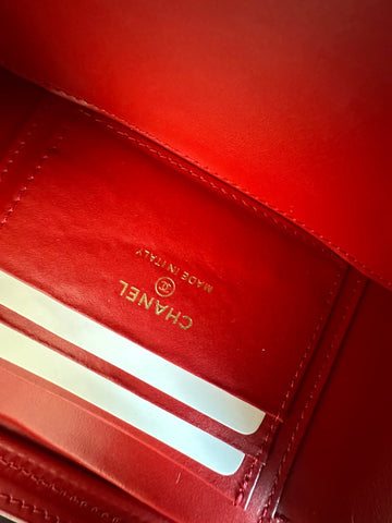 CHANEL 25S VANITY BAG 17 IN RED CAVIAR LEATHER WITH GOLD HARDWARE