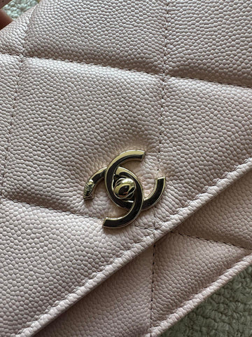 CHANEL 25S MINI FLAP BAG 19 IN LIGHT PINK CAVIAR LEATHER