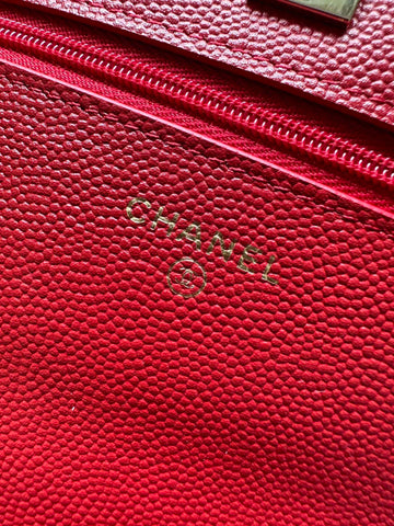 CHANEL 25S MINI FLAP BAG 19 IN RED CAVIAR LEATHER