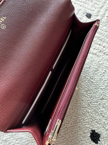 CHANEL 25S MINI FLAP BAG 19 IN DARK RED CAVIAR LEATHER