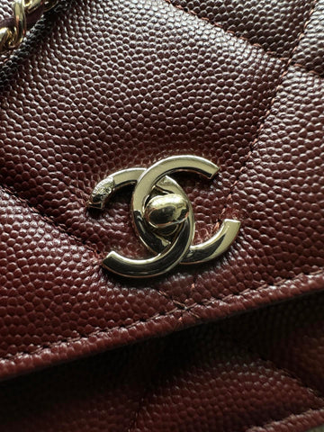 CHANEL 25S MINI FLAP BAG 19 IN DARK RED CAVIAR LEATHER