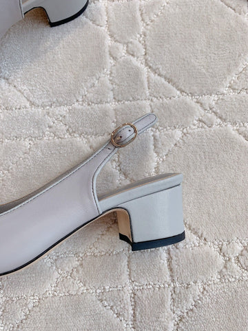 SLINGBACKS IN SLATE GREY MIX BLACK SHEEPSKIN