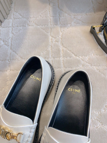 CHANEL 25S ARC DE TRIOMPHE LOAFERS IN WHITE CALFSKIN GOLD HARDWARE