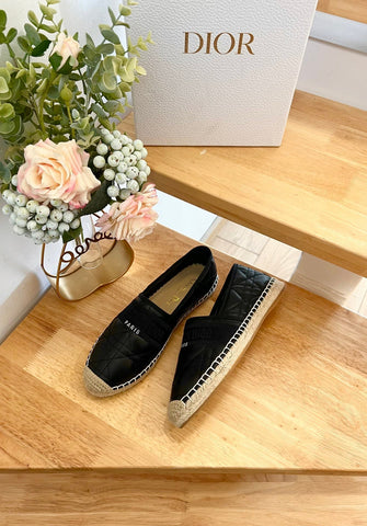 GRANVILLE ESPADRILLE BLACK QUILTED CANNAGE CALFSKIN