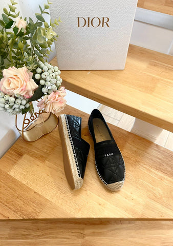 GRANVILLE ESPADRILLE BLACK QUILTED CANNAGE CALFSKIN